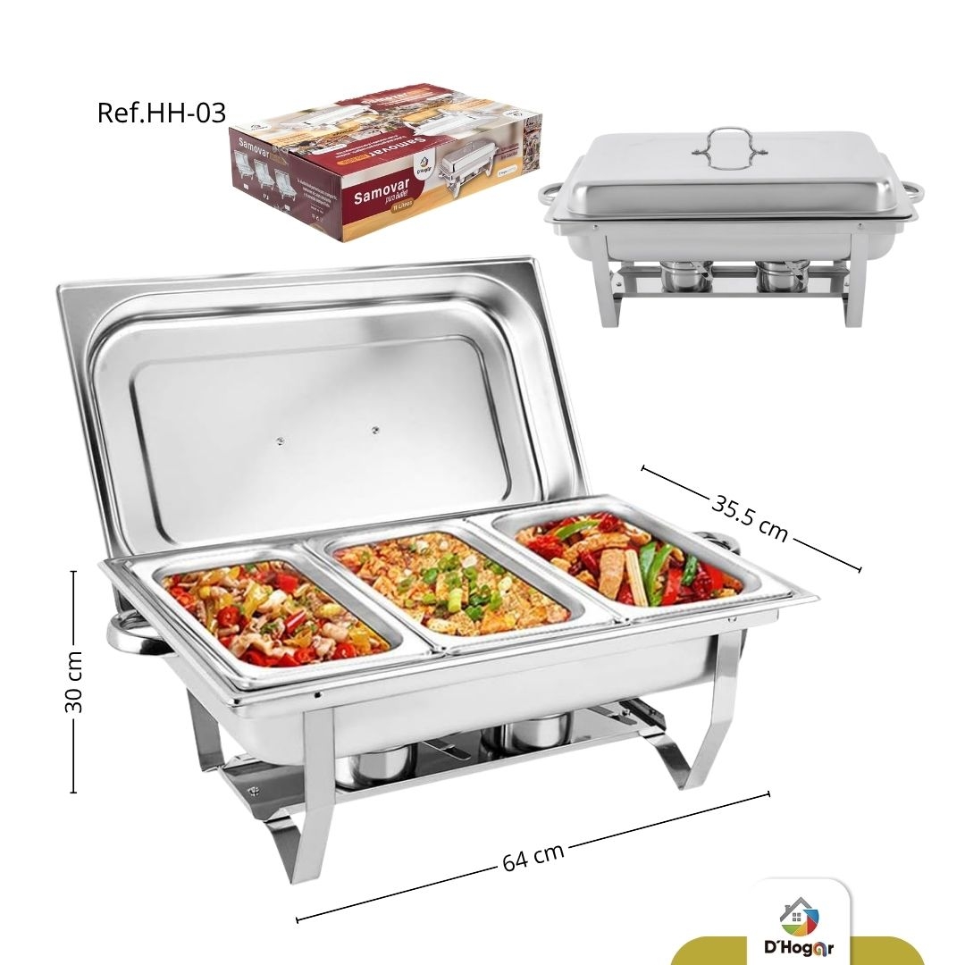 SAMOVAR 3 COMPARTIMIENTOS, ACERO, 410 REF HH-03