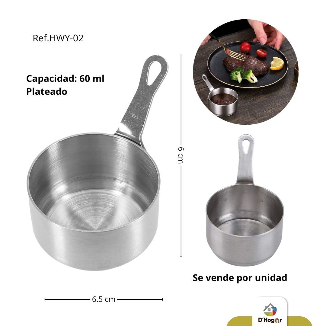 SALSERA 60 ML, PLATEADA, ACERO 304 REF HWY-02