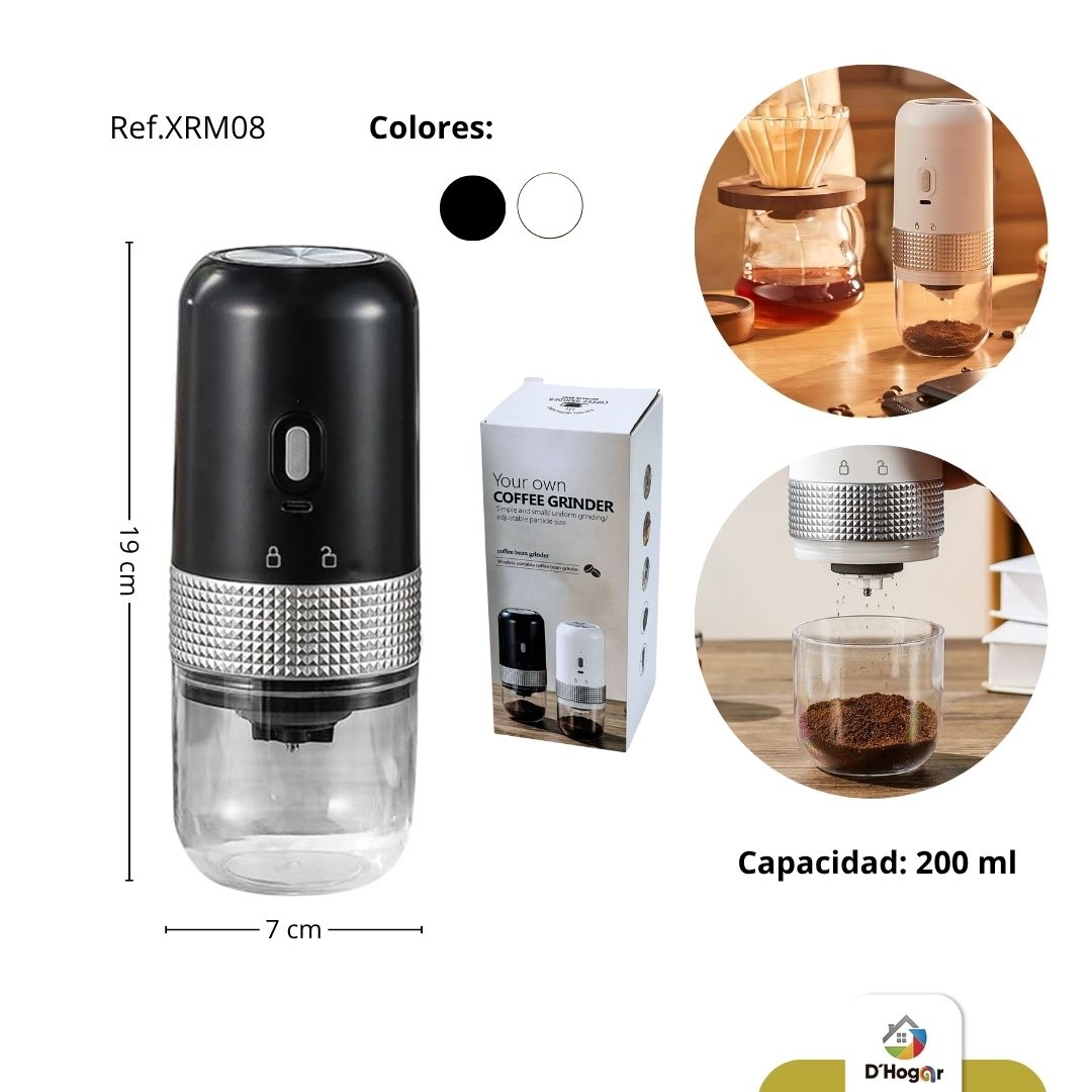 MOLINO DE CAFE RECARGABLE ELECTRICO 3.7V 200ML REF XRM08
