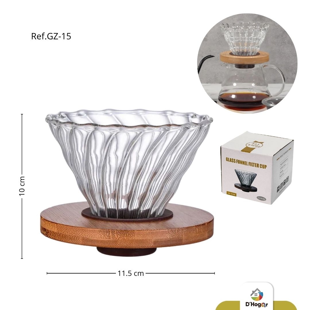 FILTRO V60 BOROSILICATO CON BASE BAMBU REF GZ-15