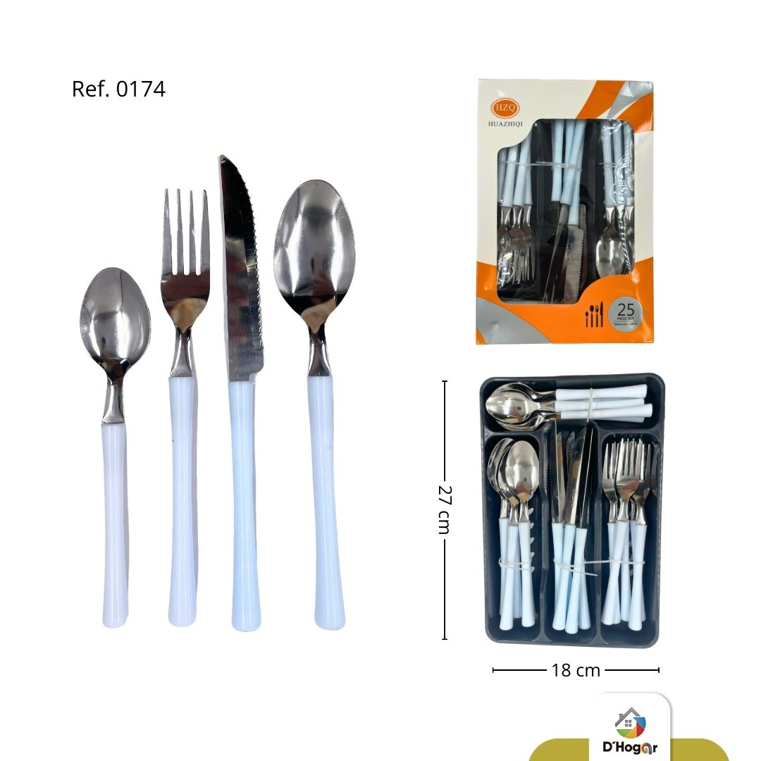 CUBIERTO JGO, EN CAJA ORGANIZADORA 25 PCS REF 0174