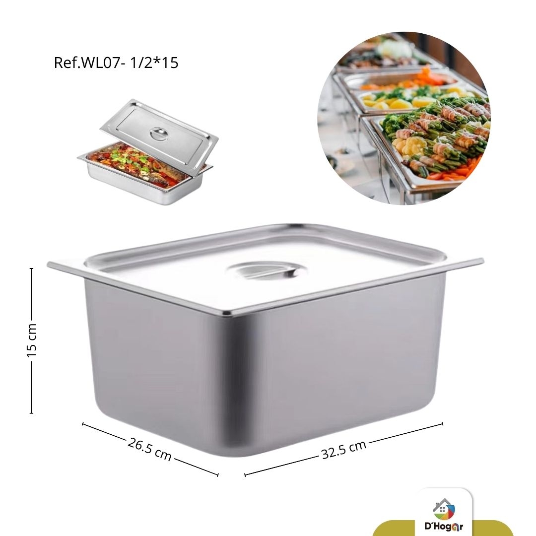 AZAFATE GASTRONORM C/TAPA 32.5*26.5*15 REF WL07-1/2*15