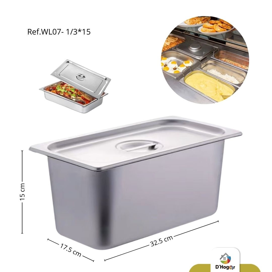 AZAFATE GASTRONORM C/TAPA 32.5*17.5*15 REF WL07-1/3*15