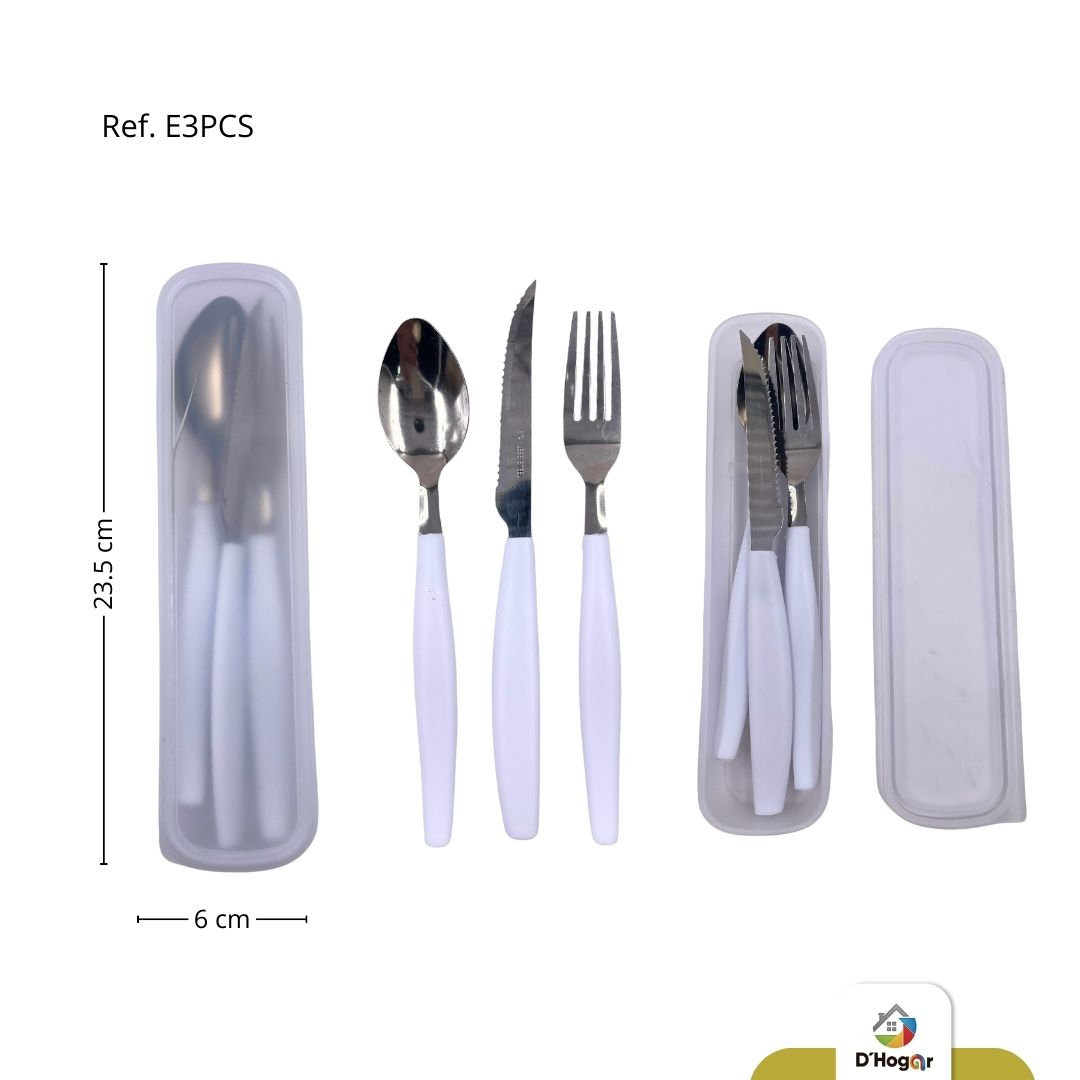 CUBIERTO SET  X3 PCS EN ESTUCHE ACERO 410  REF E3PCS/710-3