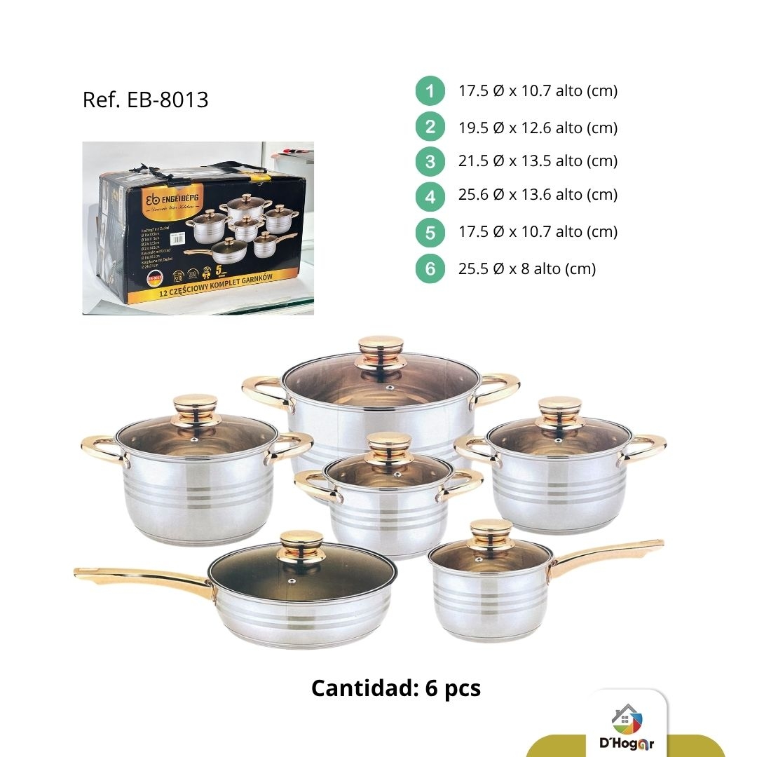 OLLA JUEGO,12 PZAS  ACERO 201 RE EB-8013  