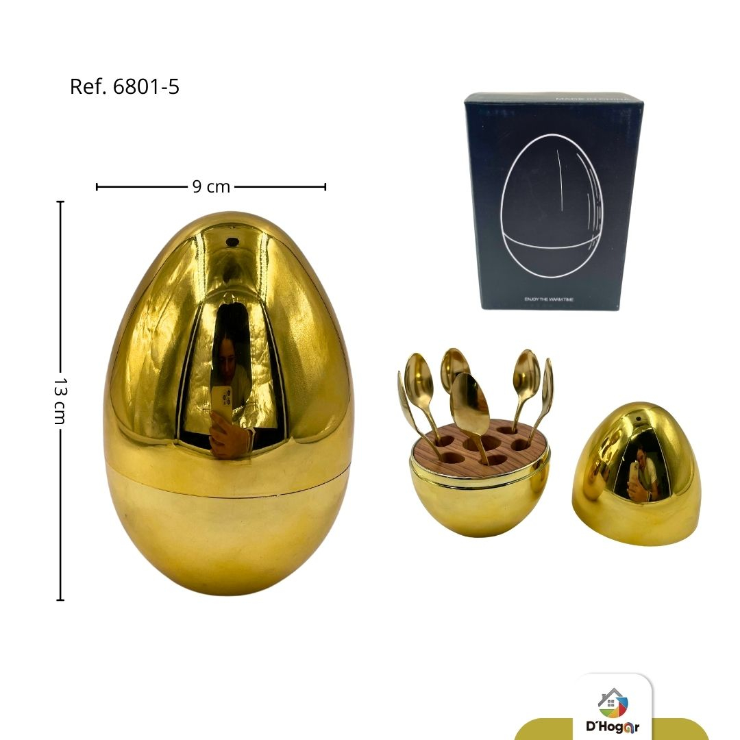 KIT HUEVO PÑO 6 CUCHARAS PÑA DORADO REF 6801-5