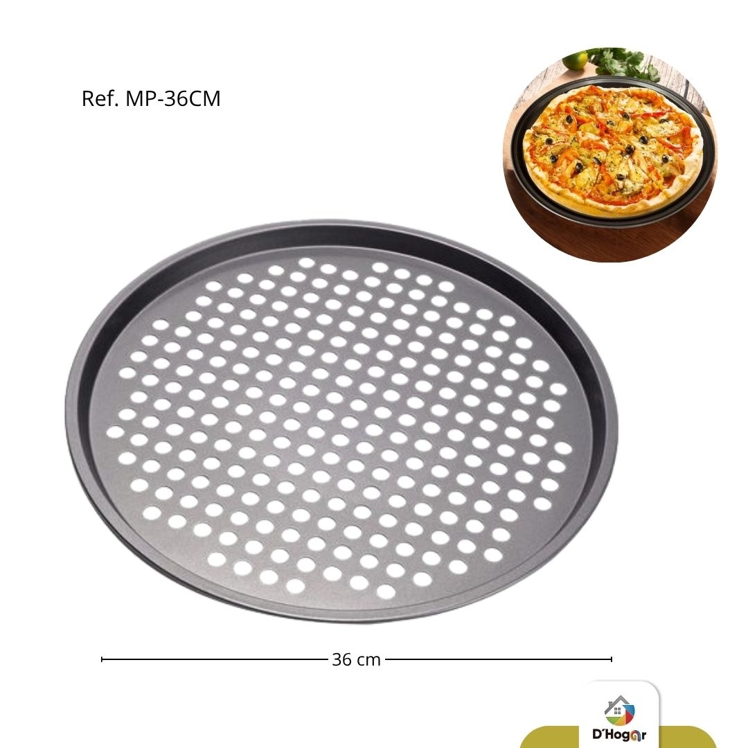 BANDEJA  PARA PIZZA,  CON PERFORACION ,36 CMS ,  HIERRO REF MP-36CM 