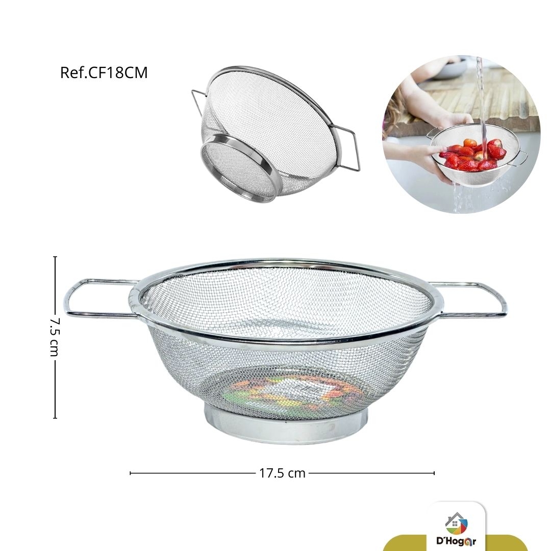 COLADOR ESCURRIDOR DOBLE ASA,  18CM. ACERO 201 REF CF18CM 