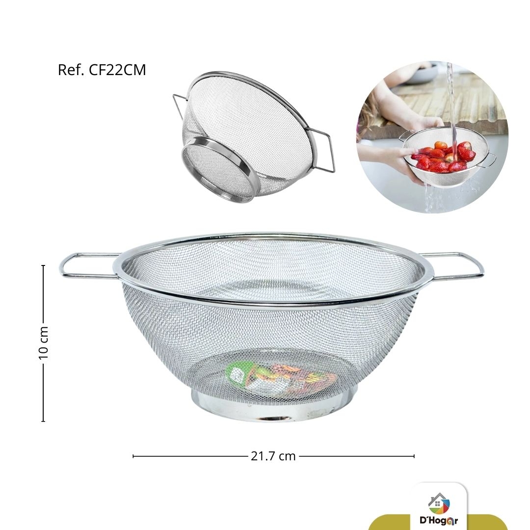 COLADOR ESCURRIDOR DOBLE ASA, 22CM. ACERO 201 REF CF22CM