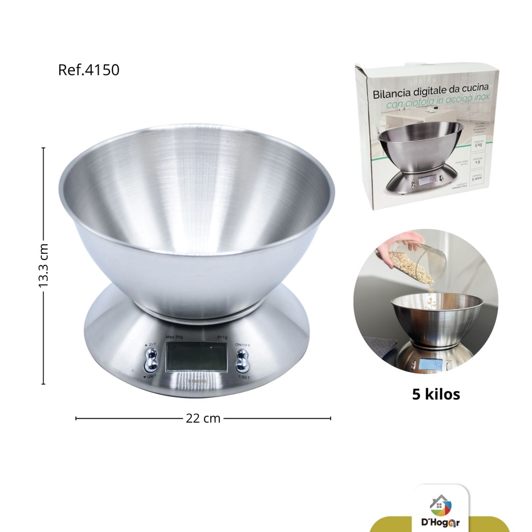 GRAMERA 5 KILOS  CON BOWL ACERO 201 BATERIAS AAA REF 4150