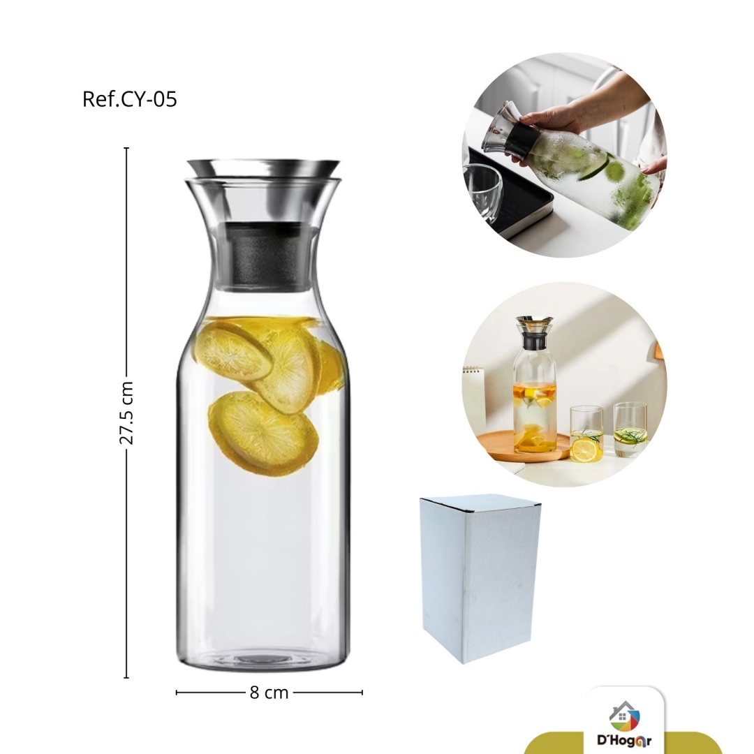 JARRA BOROSILICATO  1,5 LTS,  C/TAPA ACERO 304 REF CY-05