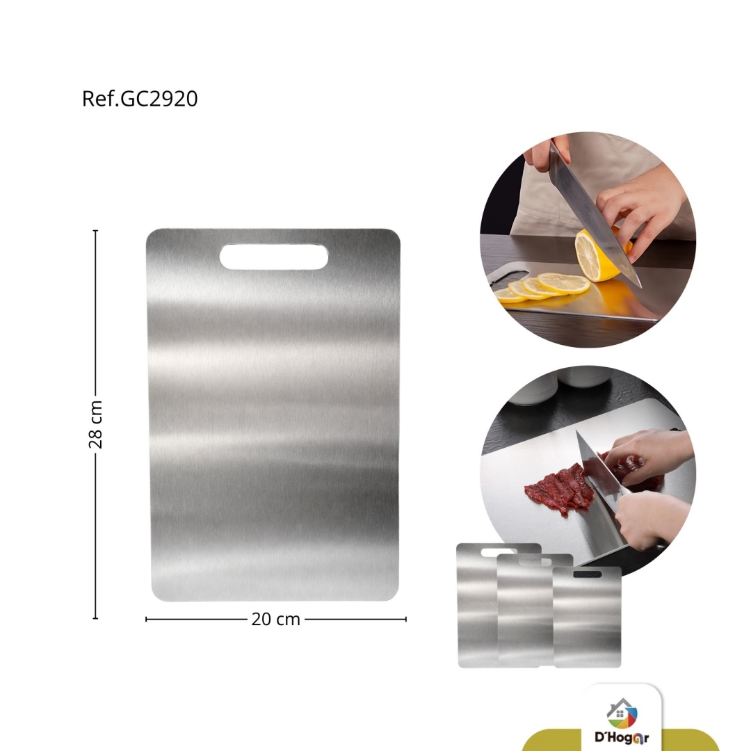 TABLA  ACERO 201,  29X20 CMS  490 GRAMOS REF GC2920
