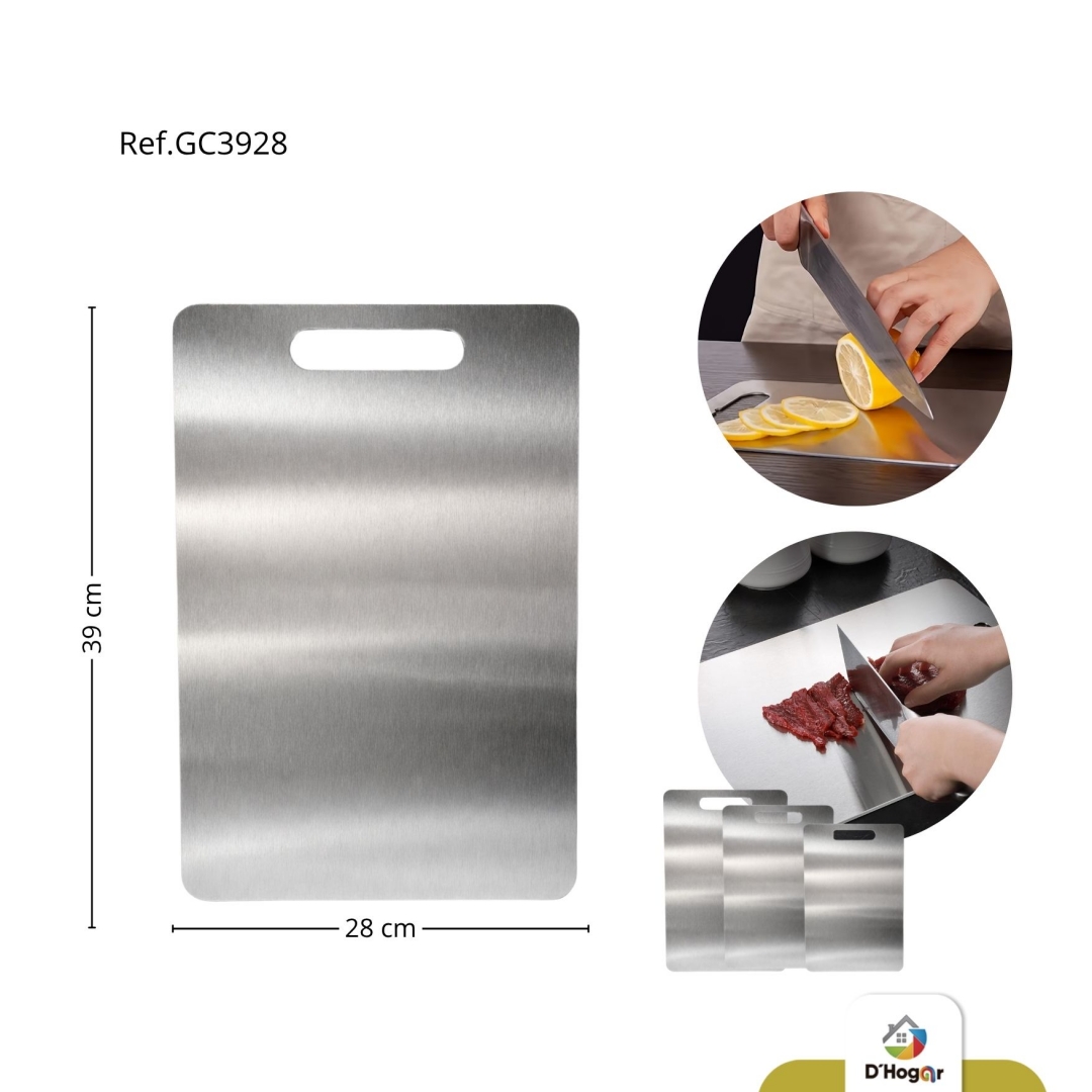 TABLA ACERO 201, 39X28CMS  980 GRAMOS REF GC3928
