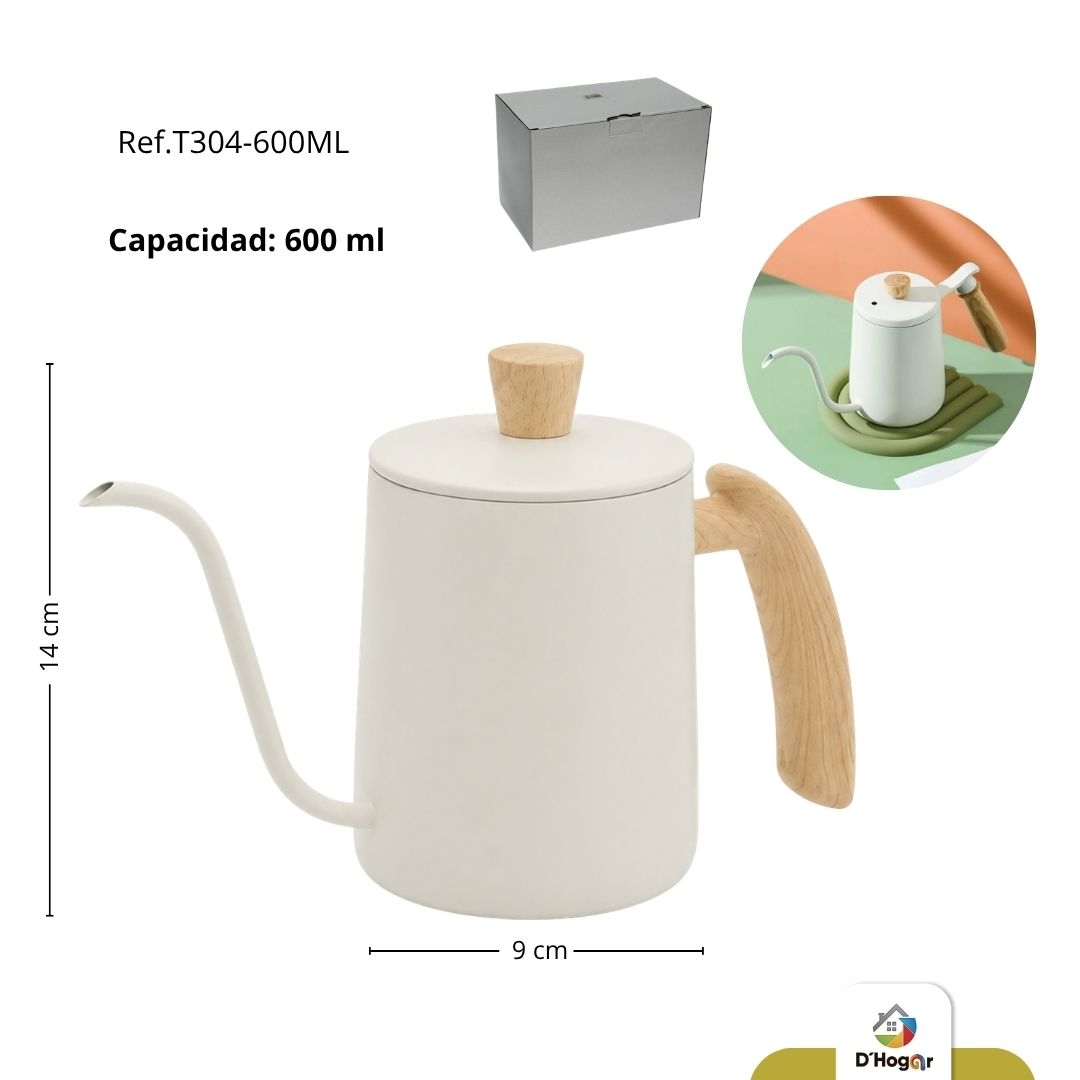 TETERA CUELLO CISNE BLANCA 600 ML, ACERO 304 REF T304-600ML