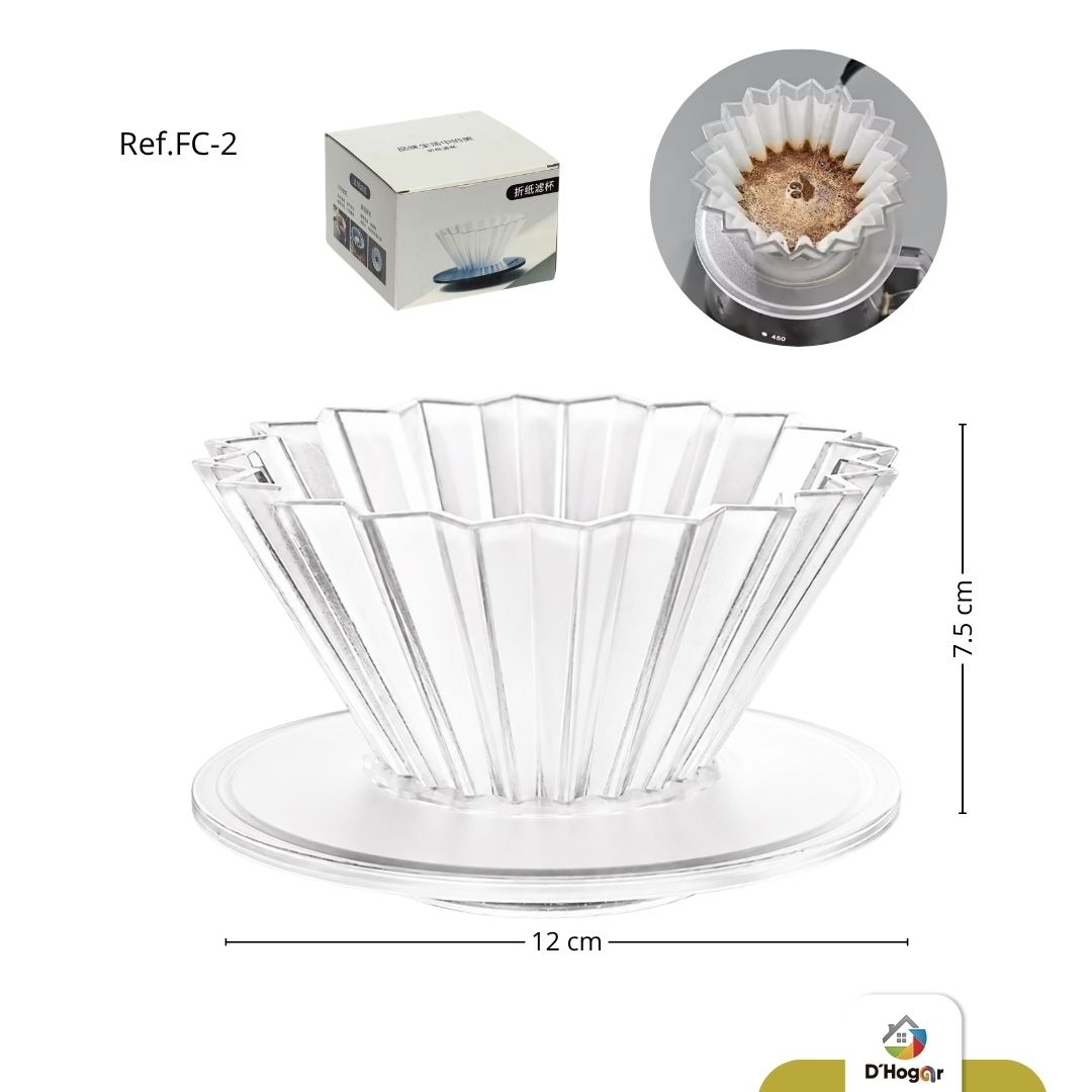FILTRO V60 DE CAFÉ CON BASE TRANSPARENTE, ACRILICO Y NEGRO REF FC-2