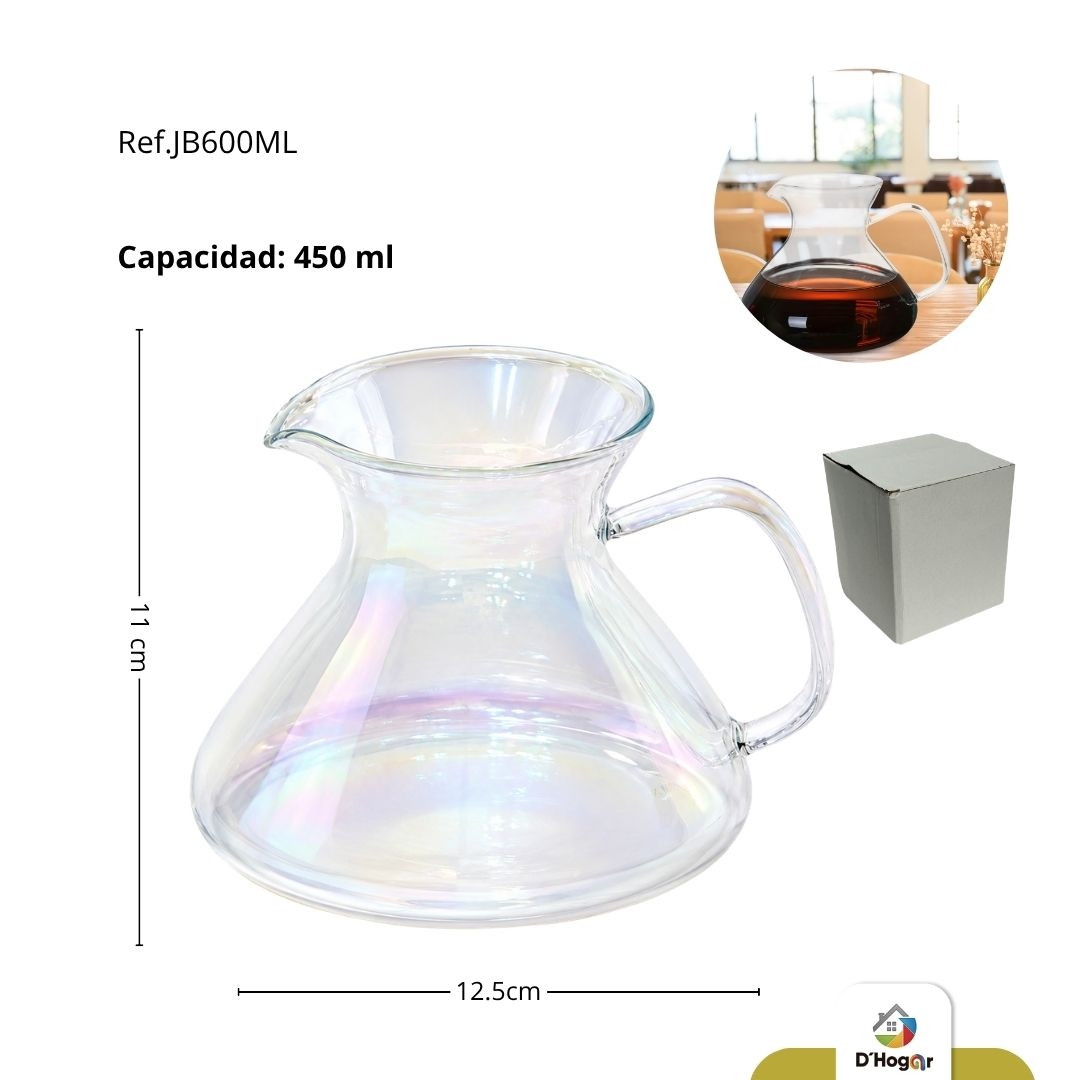 JARRA BOROSILICATO ESPECIAL PARA FILTRADO DE CAFÉ , 600 ML REF JB600ML
