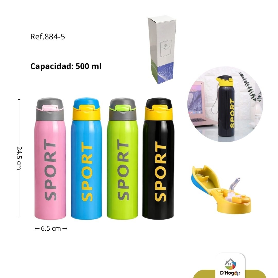 TERMO SPORT , PITILLO SILICONA , 500ML ACERO 304 REF 884-5