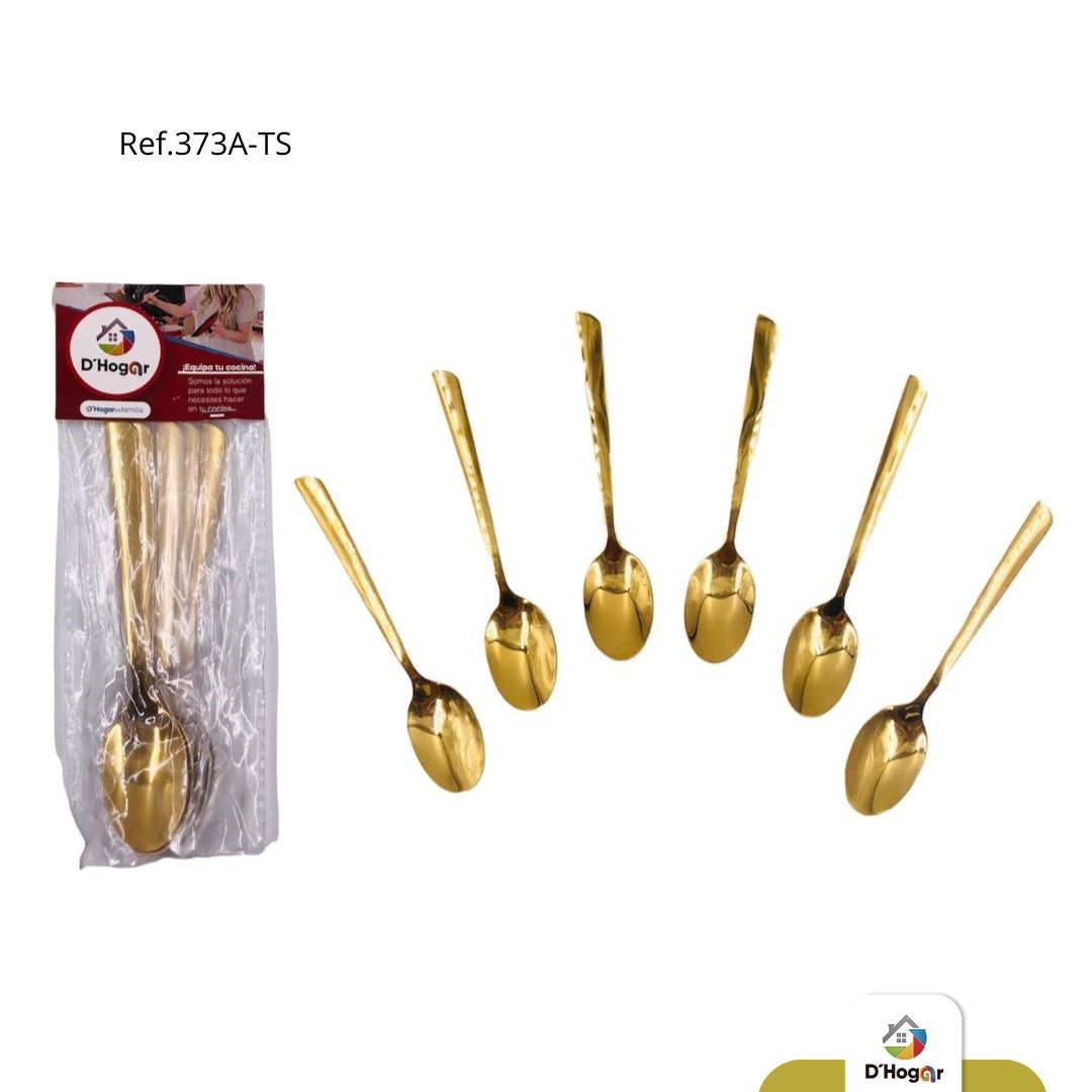 CUCHARA PEQUEÑA DORADO X6 PIEZAS REF 373A-TS