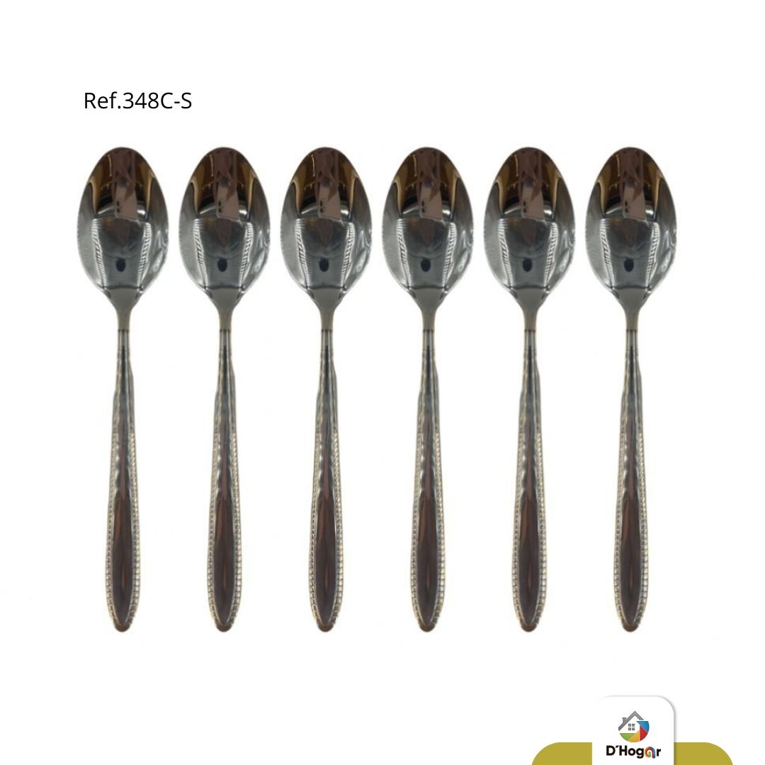 CUCHARA SOPA C/DORADO 6 PCS REF 348C-S