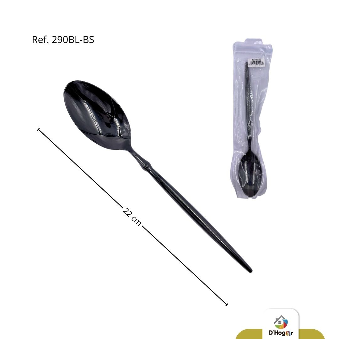 CUCHARA NEGRA MANGO REDONDO REF 290BL-BS