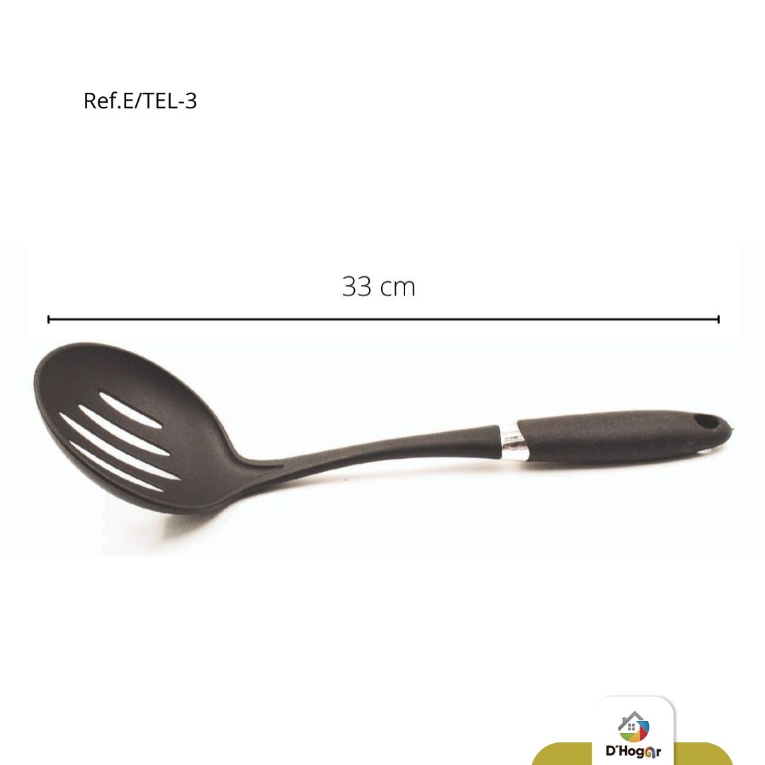 CUCHARA/ESCURRIDOR TEFLON M/NEGRO REF E/TEL-3 IMP