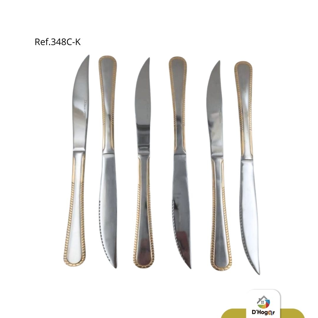 CUCHILLO C/DORADO 6 PCS REF 348C-K