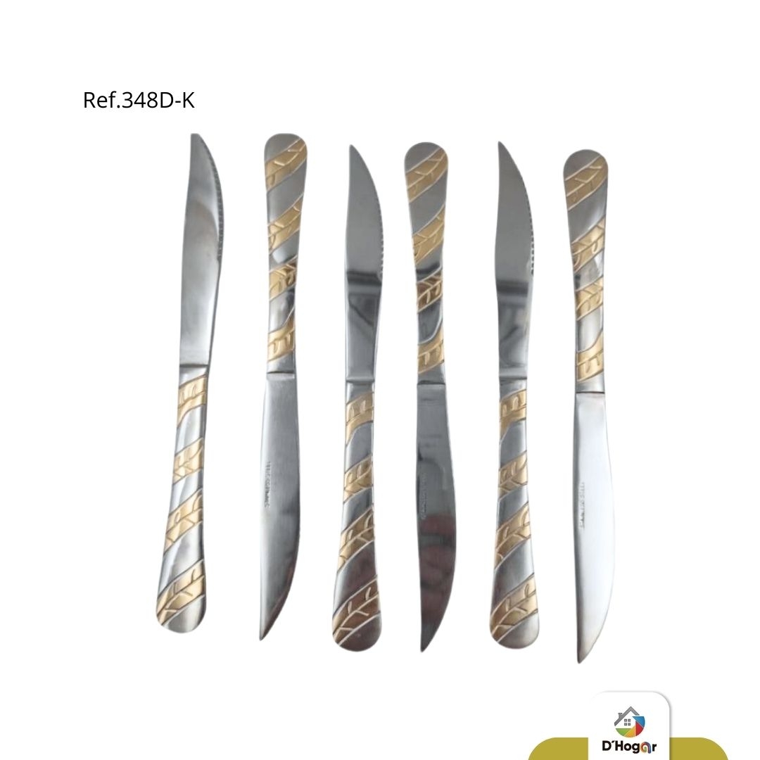 CUCHILLO C/DORADO 6 PCS REF 348D-K