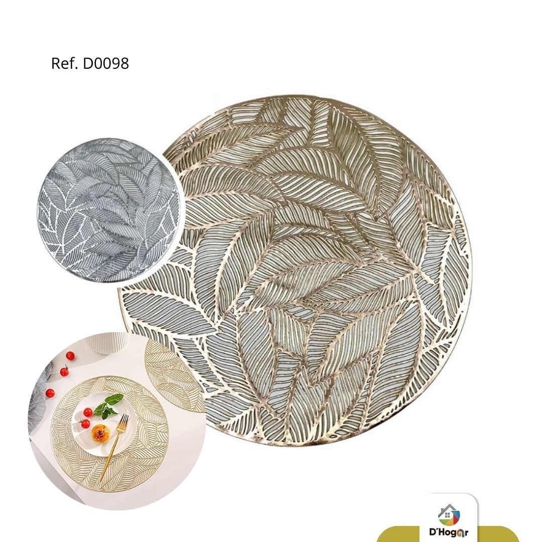 INDIVIDUAL PLASTICO REDONDO DORADO/PLATEADO REF D0098