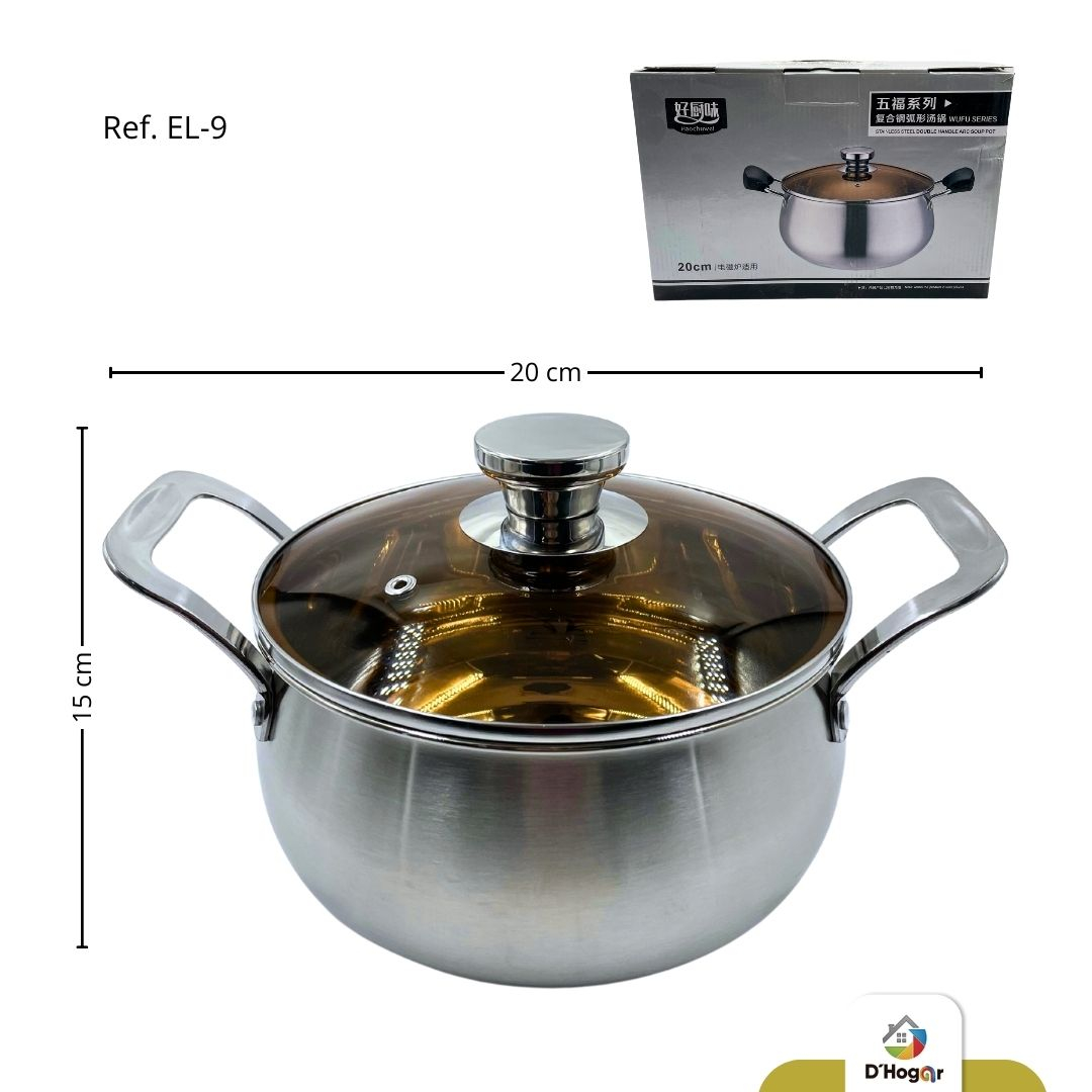 OLLA C/TAPA 20 CM ACERO INOX REF ZL-9 / EL-9