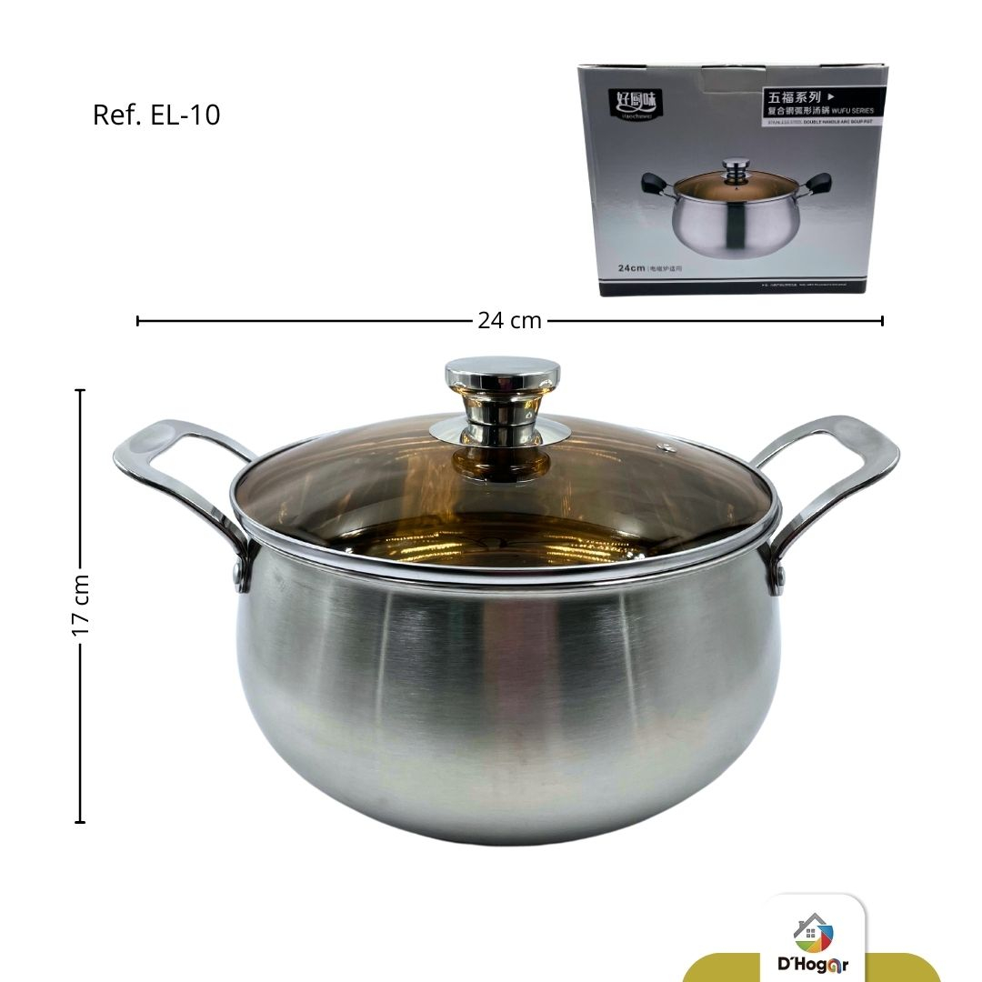 OLLA C/TAPA 24 CM ACERO INOX REF ZL-10 / EL-10