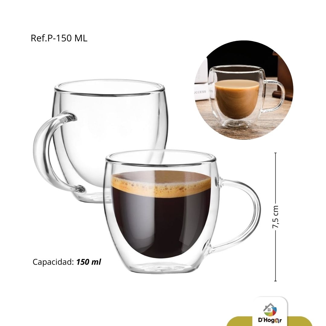 POCILLO DOBLE PARED  BOROSILICATO 150ML REF P-150ML