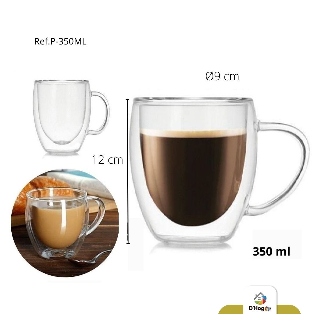 POCILLO DOBLE PARED BOROSILICATO 350 ML REF P-350ML