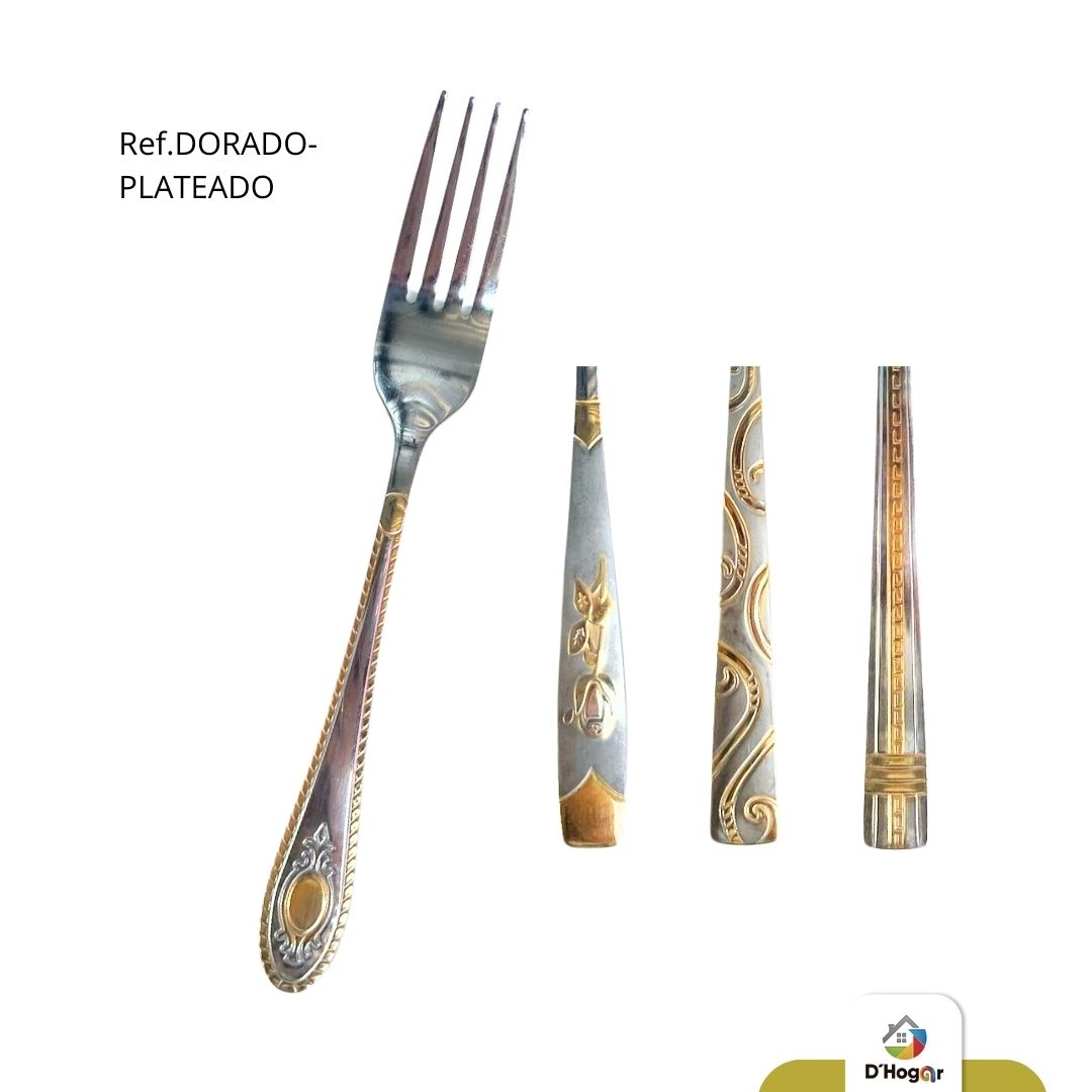 TENEDOR MESA FINO DORADO- PLATEADO