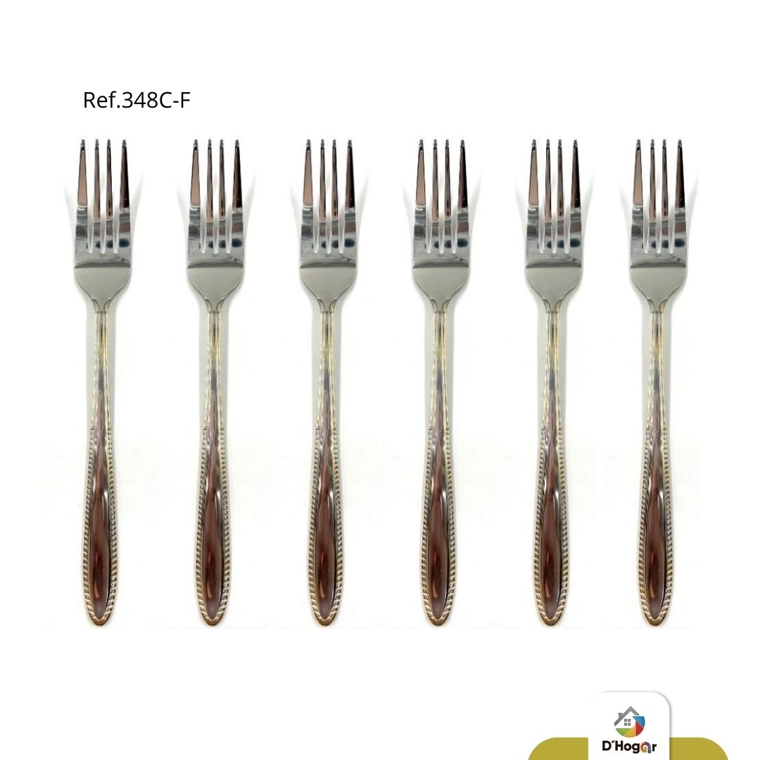 TENEDOR C/DORADO 6 PCS REF 348C-F