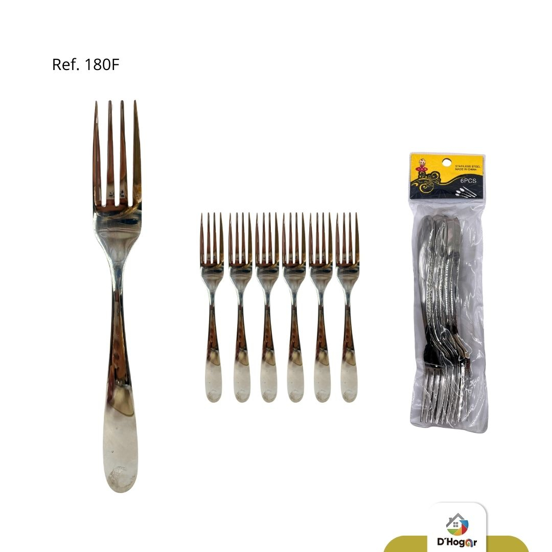 TENEDOR 201 X6 ACERO INOX  REF 180F