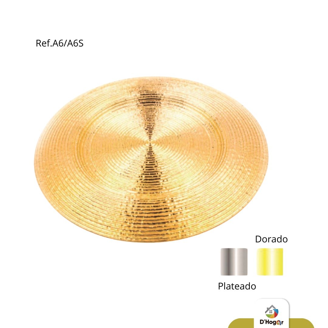 PLATO REDONDO PLATEADO DORADO REF A6/A6S IMP