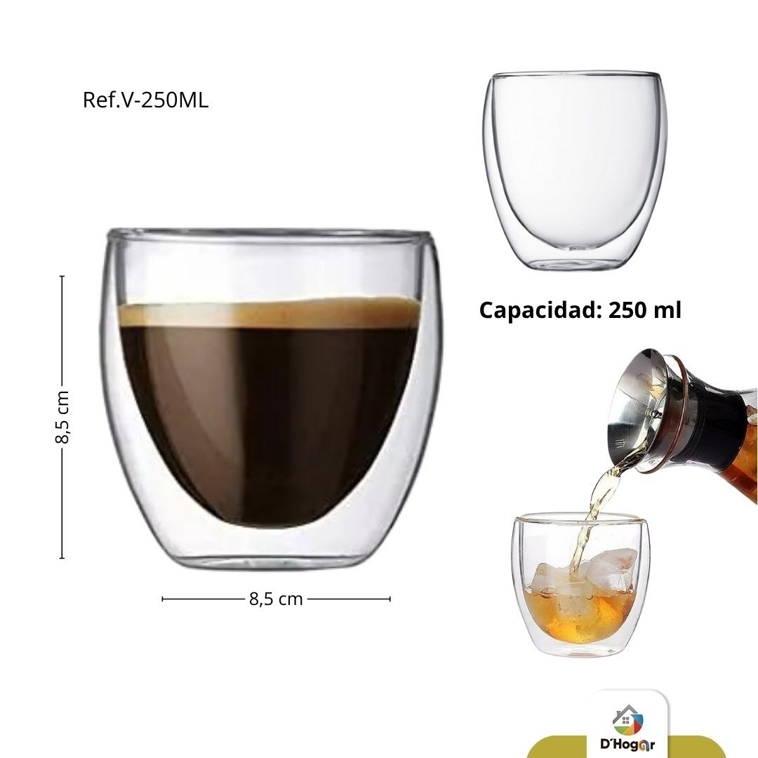 VASO DOBLE PARED VIDRIO BOROSILICATO REF V-250ML