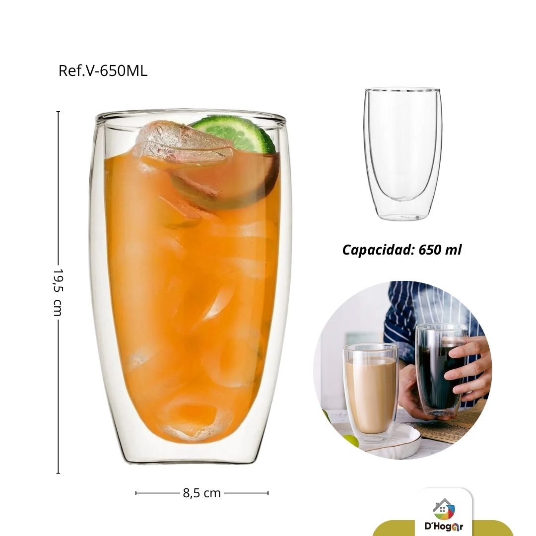 VASO DOBLE PARED BOROSILICATO REF V-650ML