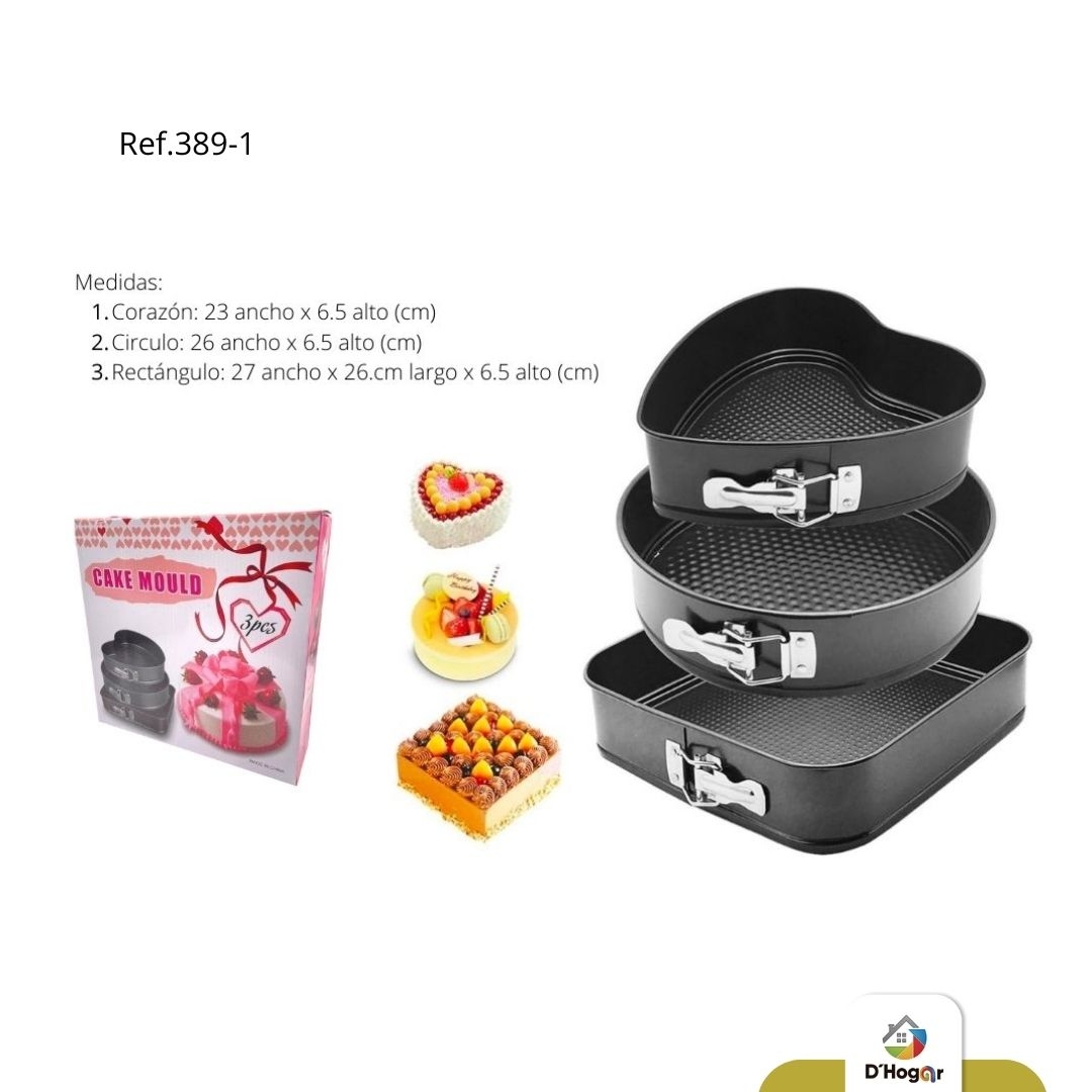 MOLDE PARA TORTAS DESMONTABLE REPOSTERIA  X3 REF 389-1 HIEROO 