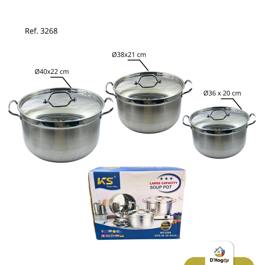 OLLA SET X3 PIEZAS 36-38-40 CM REF 3268	