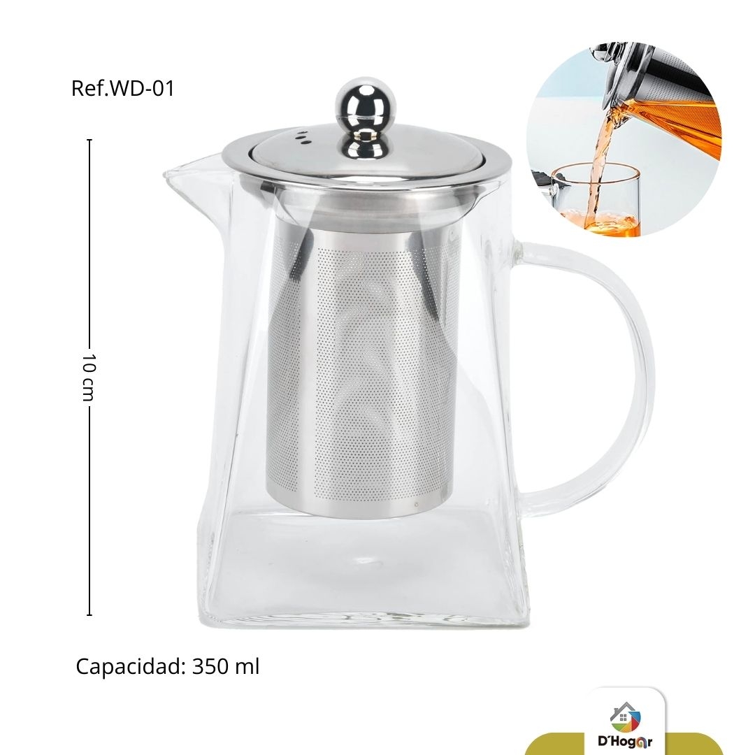 JARRA INFUSORA DE BOROSILICATO 350ML ACERO INOX 304  REF WD-01