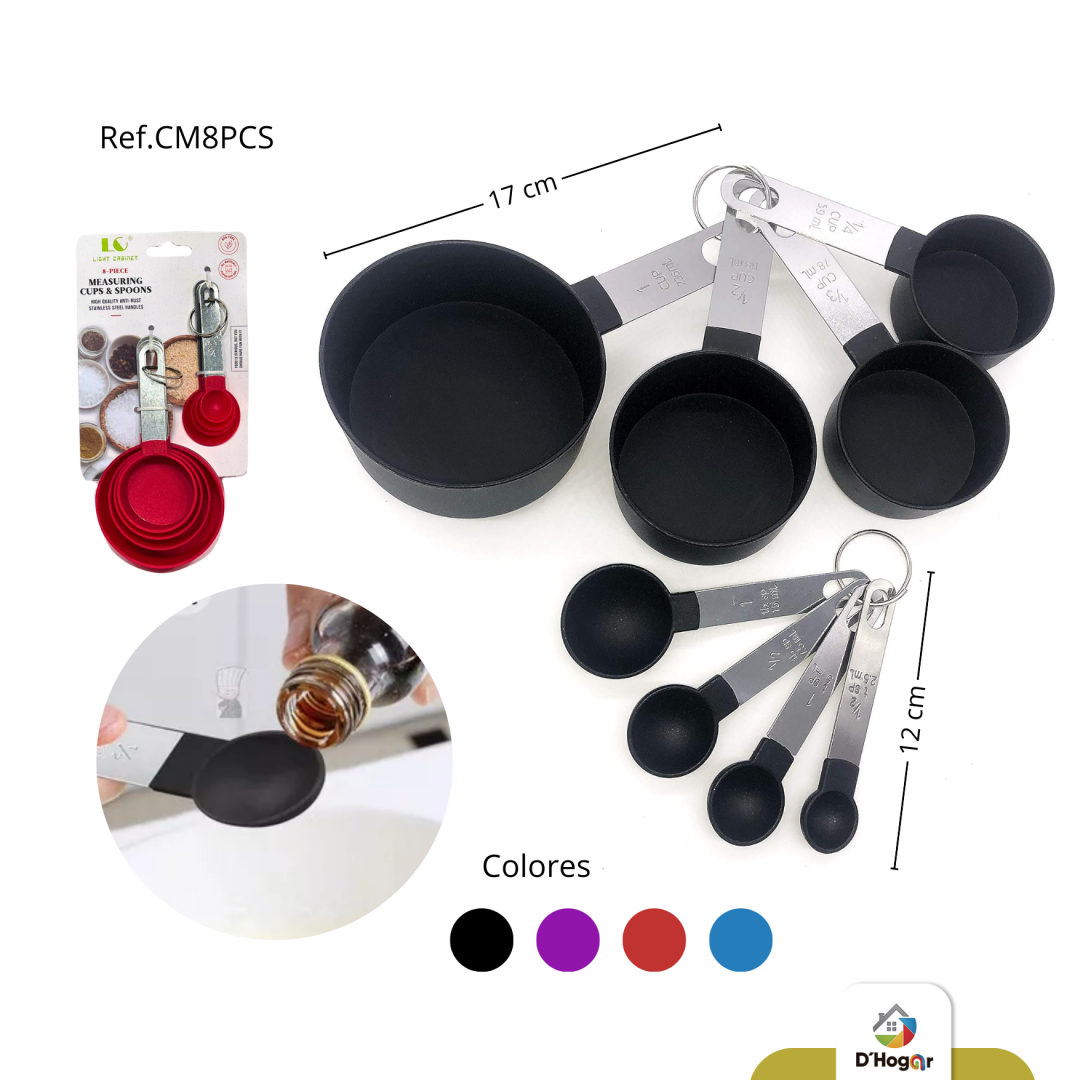 CUCHARAS MEDIDORAS DE PLASTICO M/ACERO SET X8 REF CM8PCS
