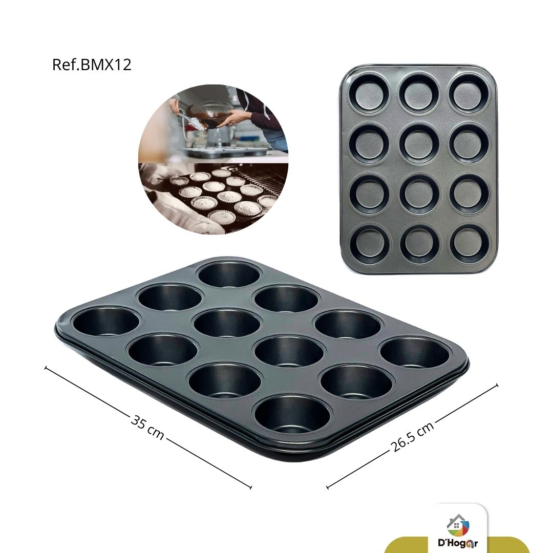 MOLDE PARA CUPCAKES X12  REPOSTERIA METALICO 12P REF BMX12