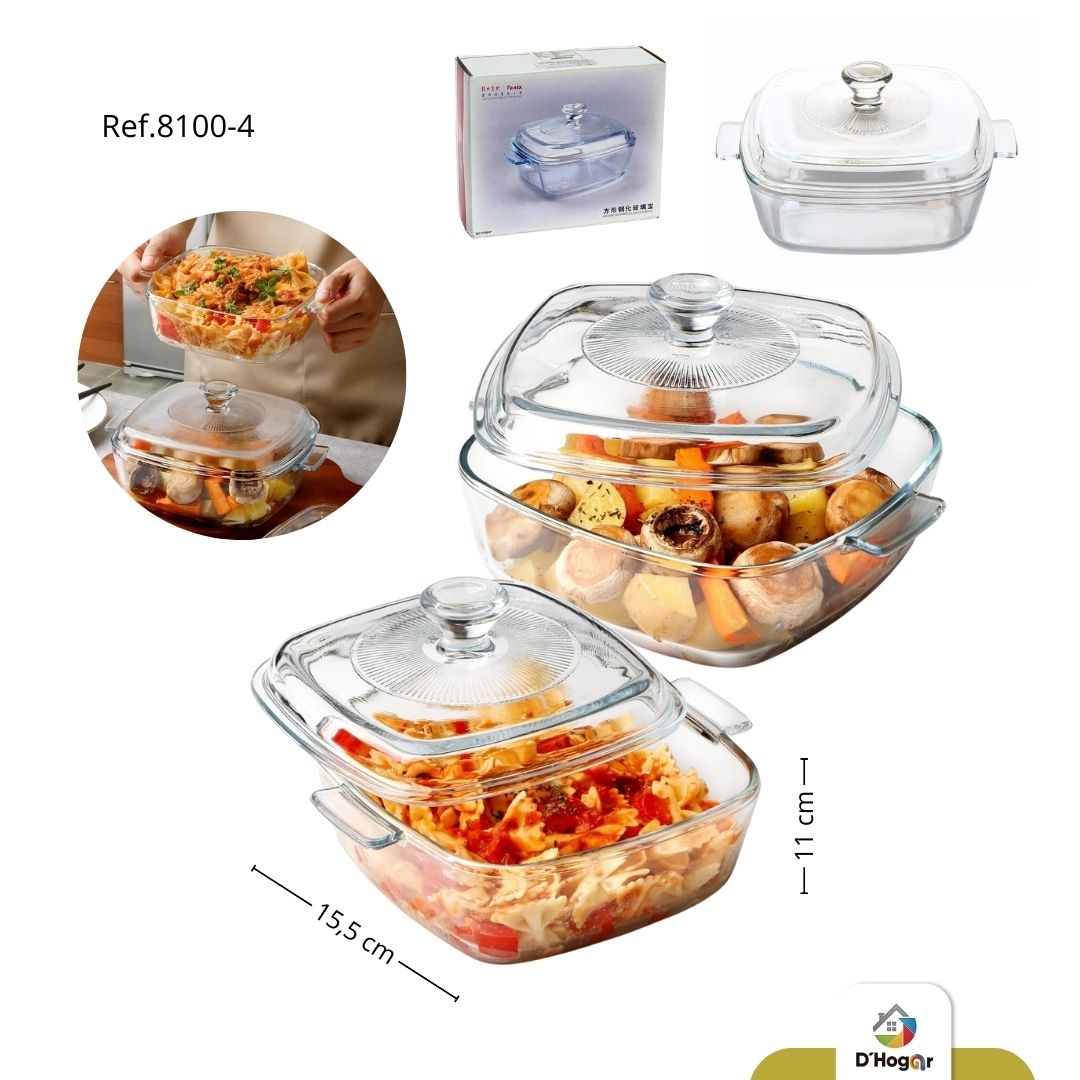 REFRACTARIA PARA HORNO CUADRADA C/TAPA 800ML REF 8100-4