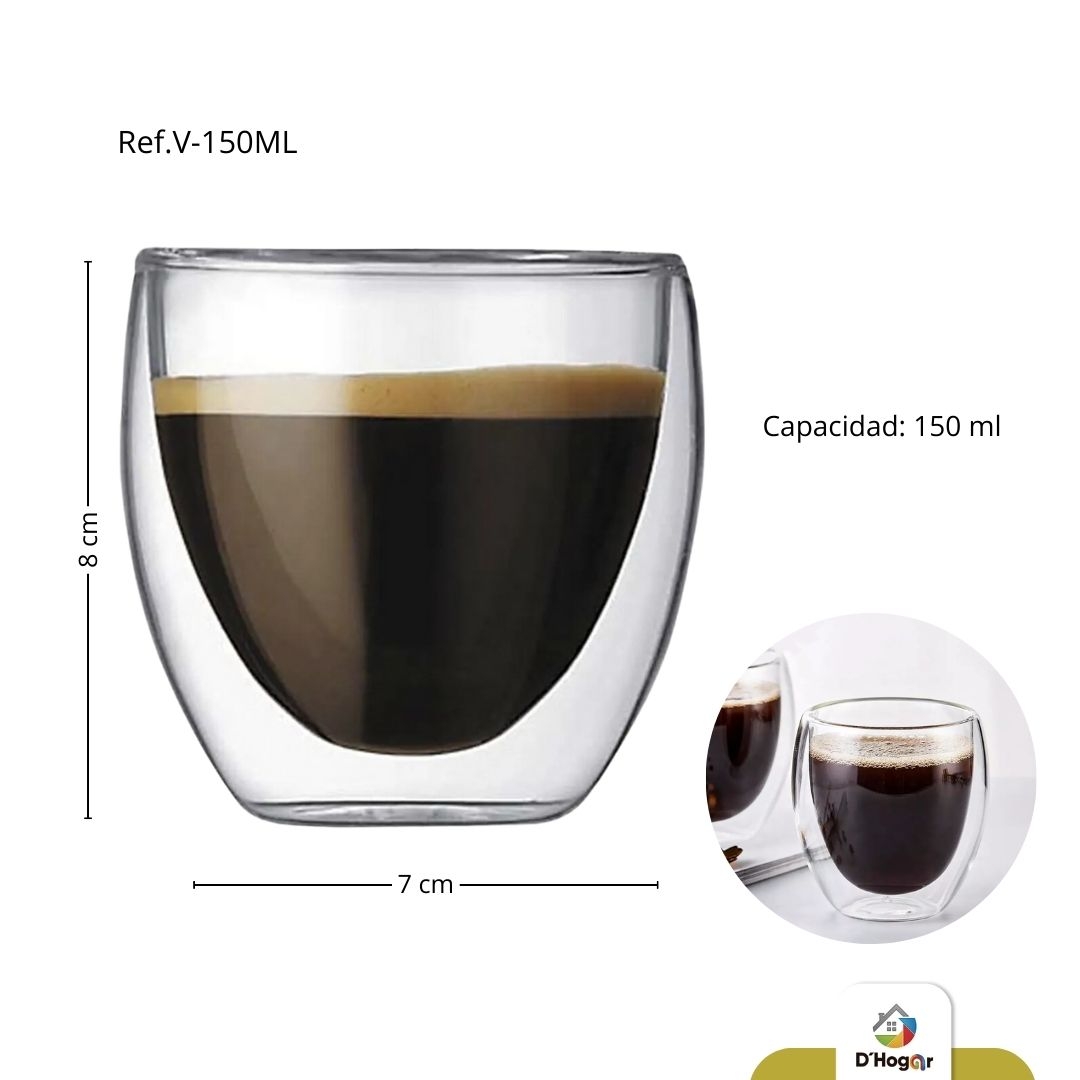 VASO DOBLE PARED BOROSILICATO REF V-150ML