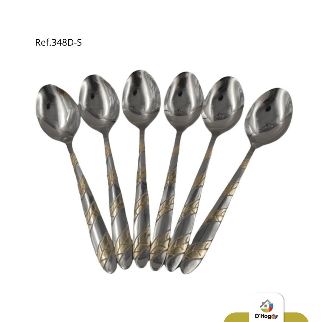 CUCHARA SOPA C/DORADO X6 REF 348D-S