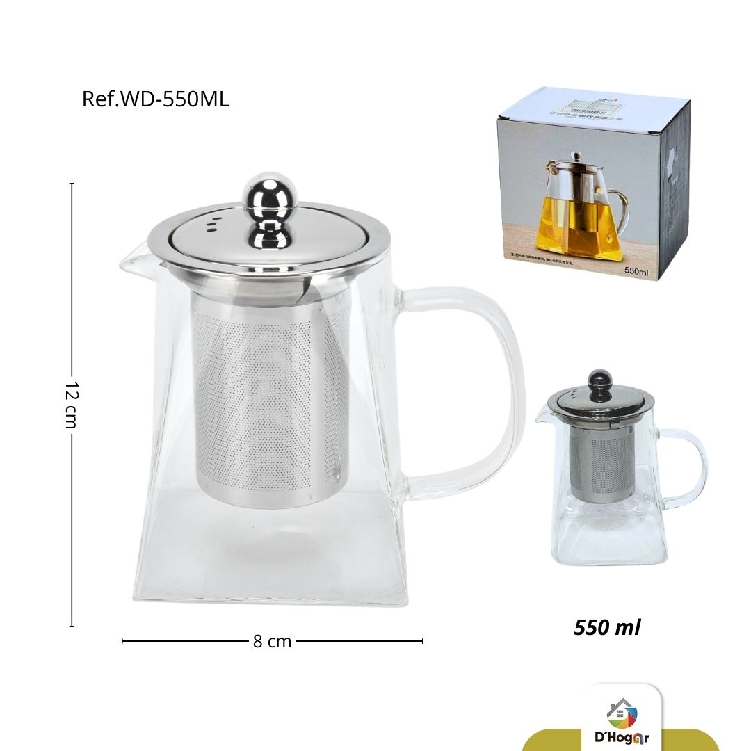 JARRA INFUSORA DE BOROSILICATO , ACERO 304 550ML REF WD-550ML