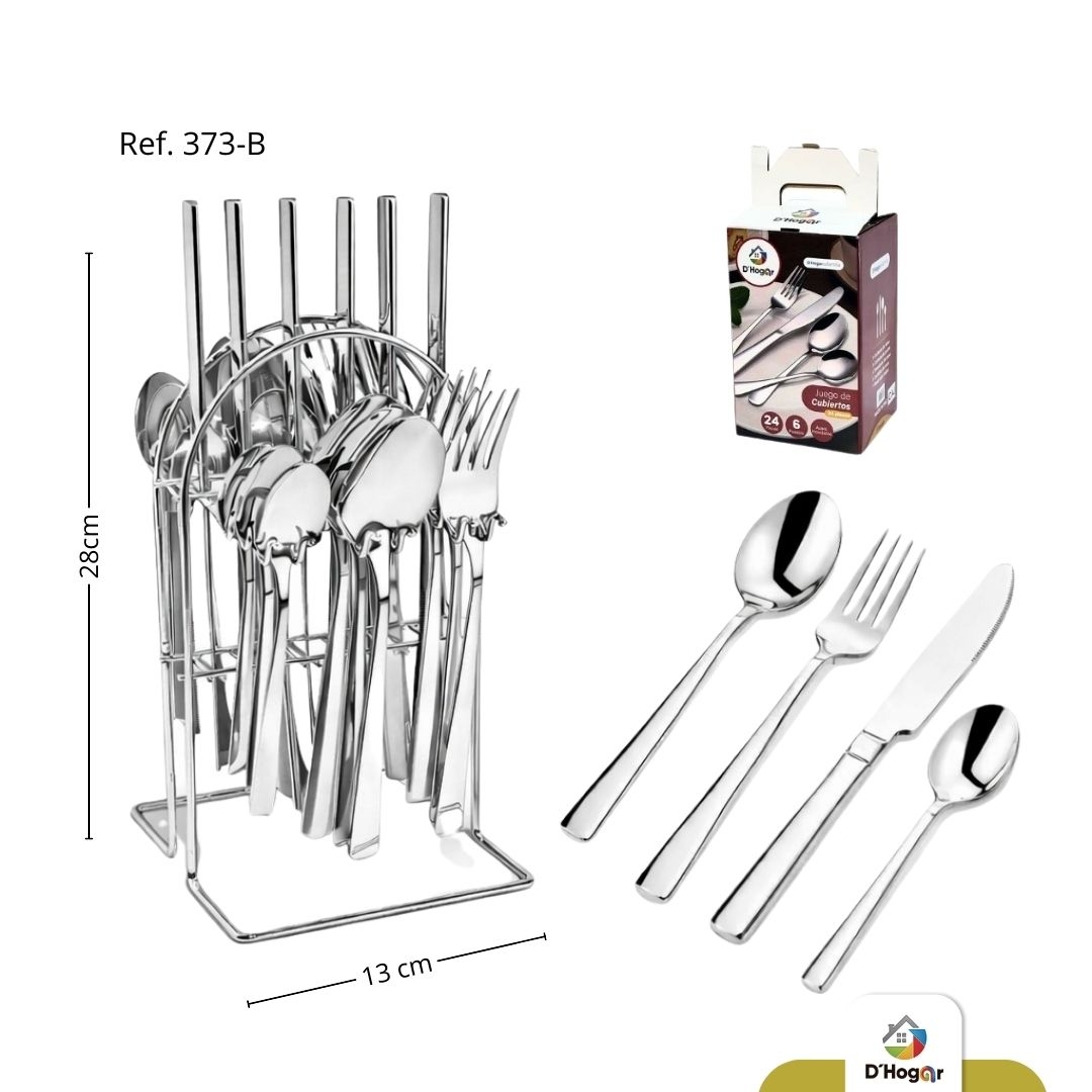 CUBIERTO JGO  C/BASE PLATEADO 6 PUESTOS  REF 373-B