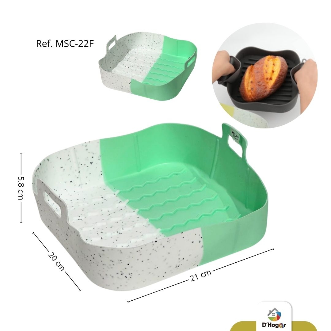 MOLDE SILICONA , AIRFRYER, CUADRADOS  230 GRADOS, 22X21CMS GRUESO  REF MSC-22F