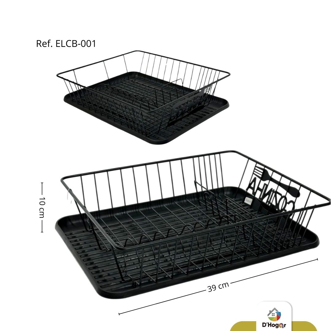 ESCURRIDOR DE LOZA HIERRO , C/BANDEJA PLASTICA ,  40*33,5*10CMS REF ELCB-001